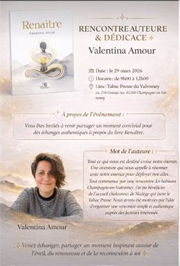Rencontre auteure et dédicace du livre "Renaitre"_Champagne-en-Valromey - Valentina Amour