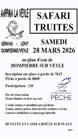 Affiche_Safari Truites_Dompierre-sur-Veyle - ©Asso. Pêche Servas Lent Dompierre sur Veyle