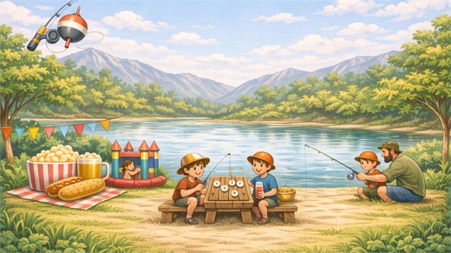 enfants et jeux près d'un plan d'eau - ot rumilly albanais