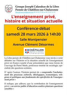 Conférence-débat - "L'enseignement privé, histoire et situation actuelle" - Roland Mirguet