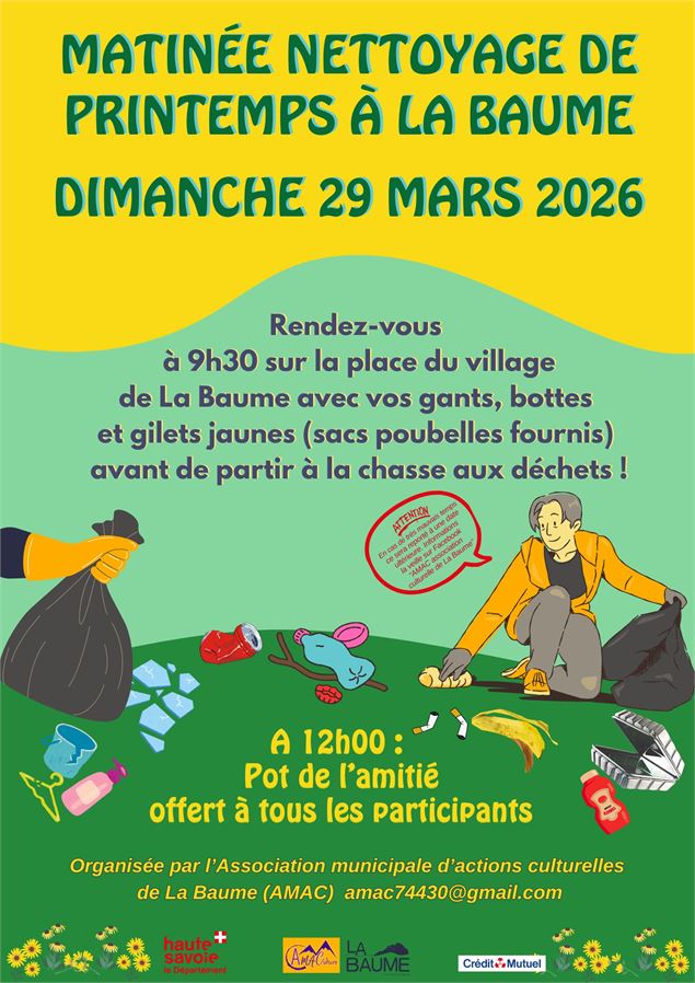 Venez nombreux à la matinée nettoyage de printemps à La Baume dimanche 29 mars à partir de 9h30. - A