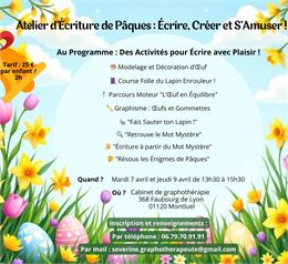 Atelier d'écriture de Pâques : Ecrire, créer et s'amuser_Montluel - Séverine Rocca