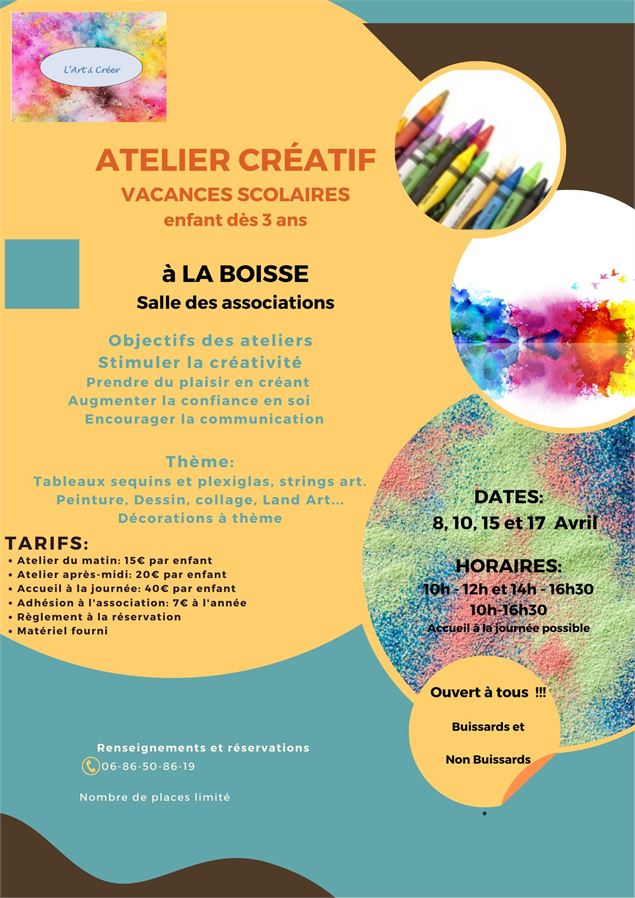 Ateliers Créatifs (enfants et ados)_La Boisse - Association L'art & créer