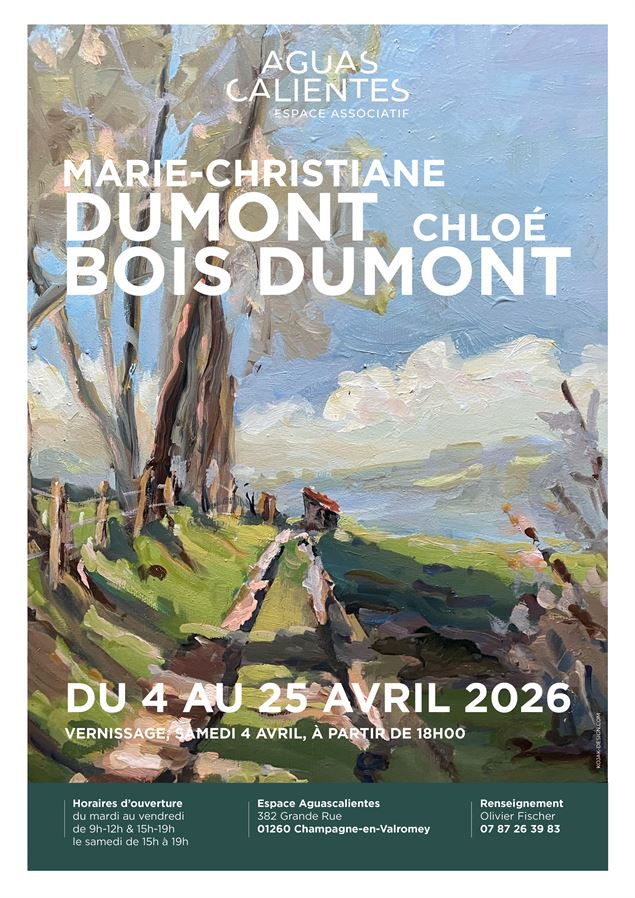 Exposition de peintures à l'huile de  Marie-Christiane Dumont et Chloé Bois Dumont à l'Espace Aguasc