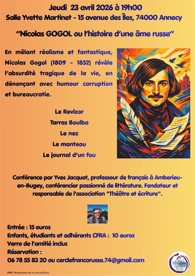 Nicolas Gogol (1809-1852) ou l'histoire d'une âme russe_Annecy