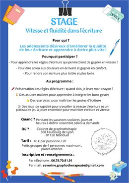 Stage vitesse et fluidité dans l'écriture - DR