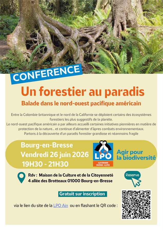 Conférence : un forestier au paradis : balade dans le nord-ouest pacifique américain_Bourg-en-Bresse