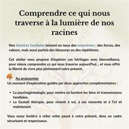Visuel Atelier Psychogénéalogie & Gestalt-thérapie Les prénoms - LCDE