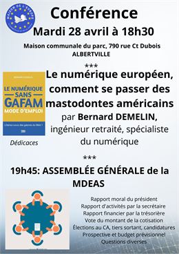 Conférence : Le numérique européen, comment se passer des mastodontes  américains_Albertville