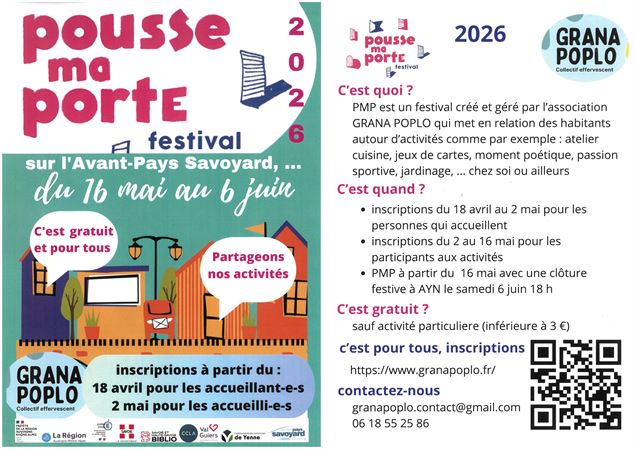 Festival Pousse ma Porte : inscrivez-vous !_Yenne
