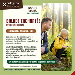 balade contée et musicale  pour observer les insectes. Visite commentée SORTIR EN DOMBES_Châtillon-s