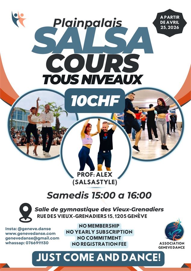 Cours Salsa - 10CHF - Plainpalais - asso