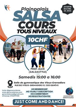 Cours Salsa - 10CHF - Plainpalais - asso