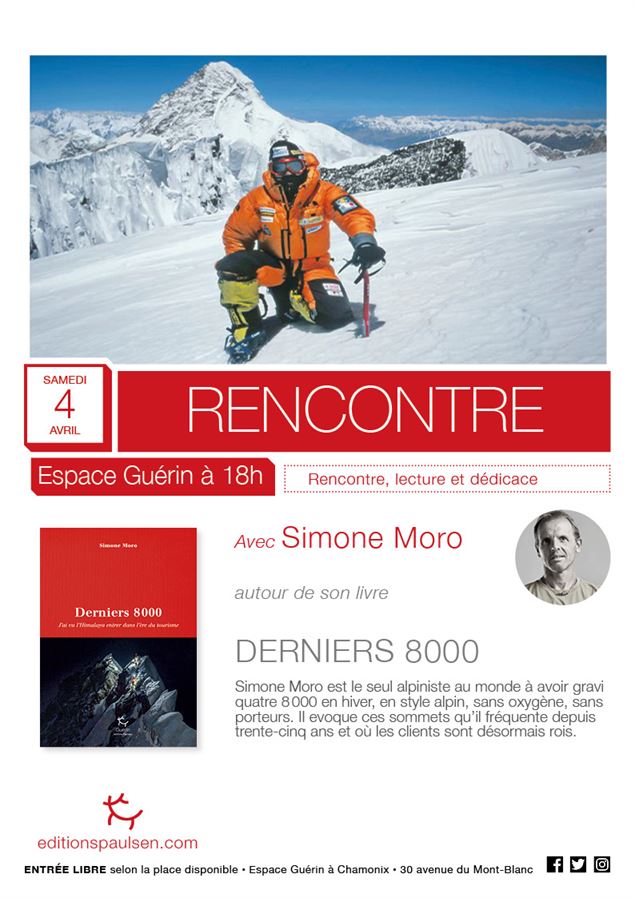 Rencontre, lecture, dédicace avec Simone Moro pour son livre Derniers 8000_Chamonix-Mont-Blanc