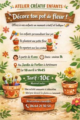 Atelier créatif enfant : décore ton pot de fleur_Artemare - Jardin de Fierloz