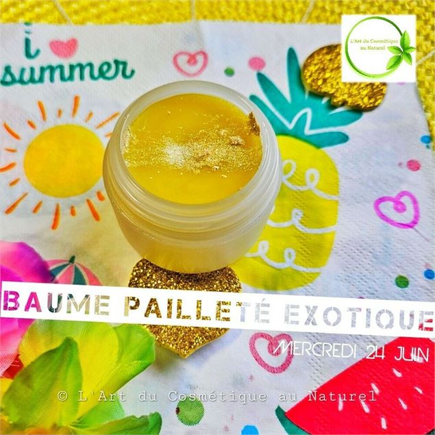 Atelier cosmétique pour enfant: fabrication Baume pailleté exotique - L'Art du Cosmétique au Naturel