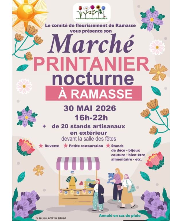Affiche_Marché Printanier nocturne_Ramasse - ©Comité de Fleurissement de Ramasse