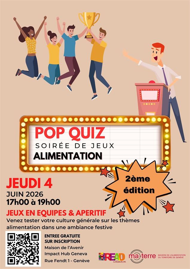 Pop quiz 2026 - Personnes répondant aux questions de façons festives