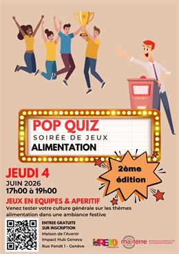 Pop quiz 2026 - Personnes répondant aux questions de façons festives
