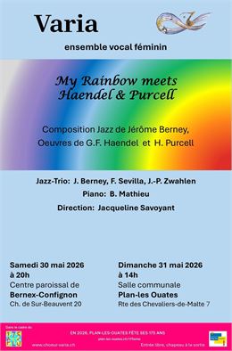 Deux concerts du Chœur Varia en mai 2026 : "My Rainbow meets Haendel & Purcell" - Choeur Varia