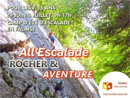 Camp d'été de grimpe en montagne: All'Escalade en falaise pour les 7-11 et 12-16 ans. RDVs à Lancy e