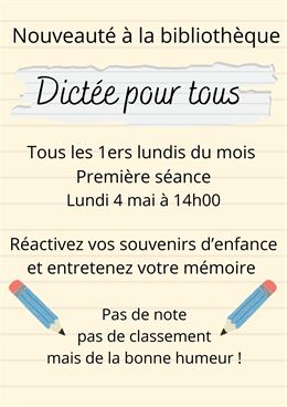 Affiche dictée - Bibliothèque de Crottet