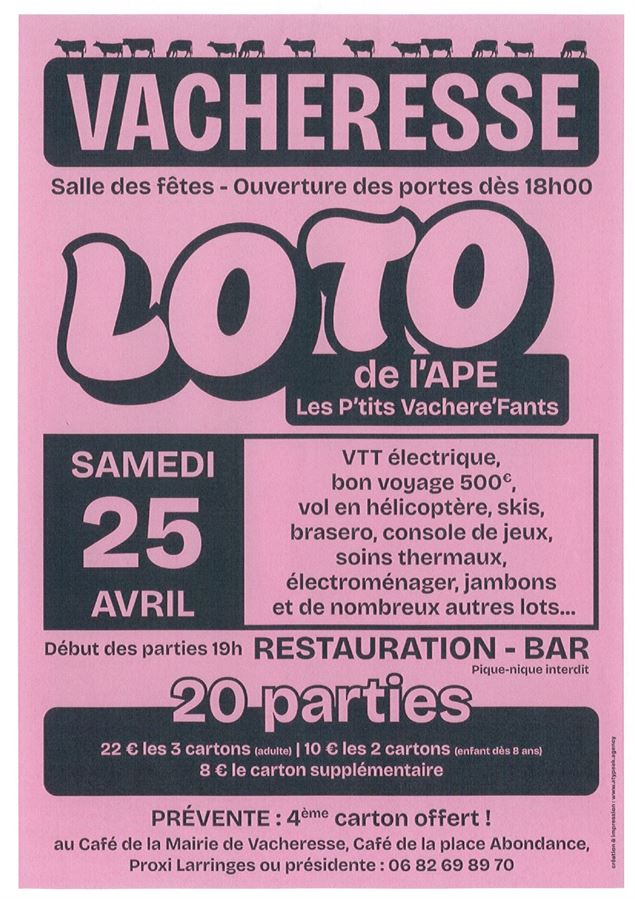 Affiche Loto Vacheresse - APE Vacheresse