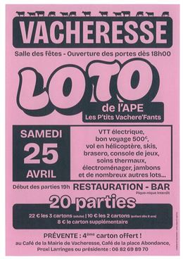 Affiche Loto Vacheresse - APE Vacheresse
