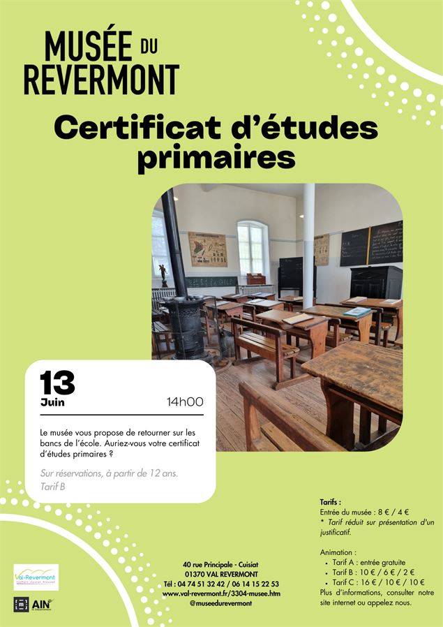 Certificat d'étude primaire - 13 juin - DR Musée du Revermont