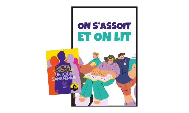 Affiche on s'assoit et on lit - Librairie Garin
