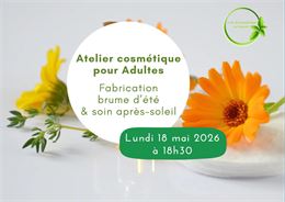 Atelier cosmétique pour adultes: Fabriquez votre Soin après-soleil & votre Brume rafraîchissante - L
