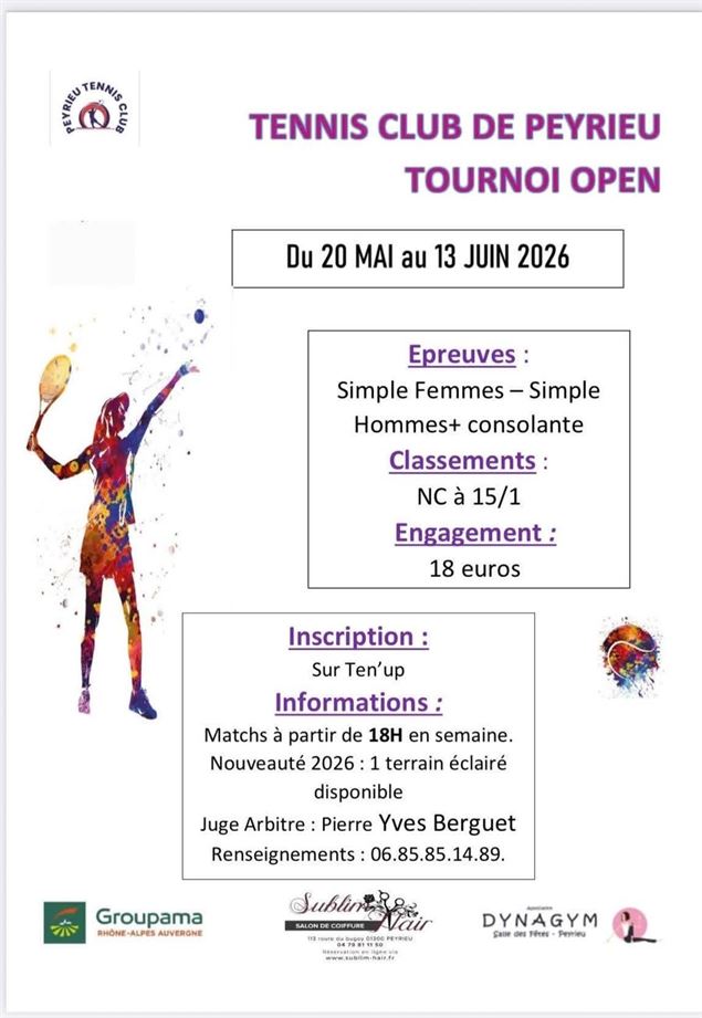 Tournoi open de tennis_Peyrieu - Tennis Club de Peyrieu