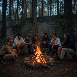 gens autour d'un feu de camp - M. Lefebvre OTHMV