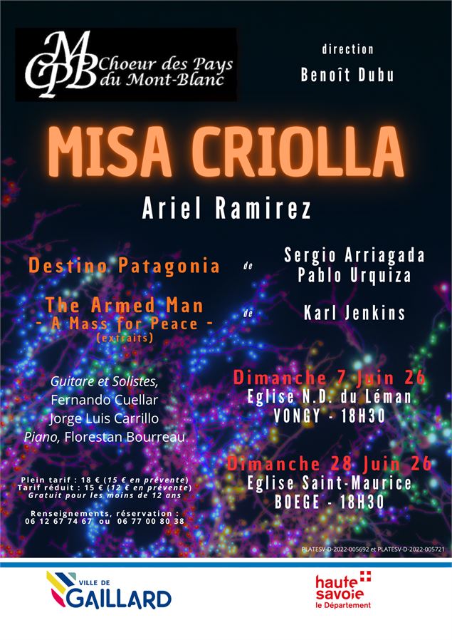 Concert Misa Criolla - Chœur des Pays du Mont Blanc