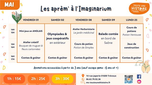 Animations à l'imaginarium au mois de mai_Trévoux
