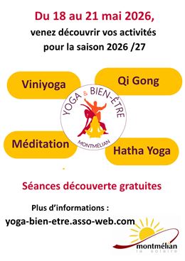 Séances découverte YOGA  MEDITATION QI GONG
