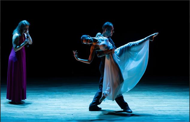 Un couple danse dans la pénombre - A fleur de Tango
