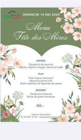 Menu fête des mères UNI'CO_Torgon