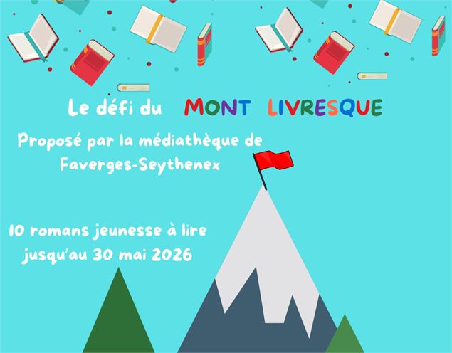 dessin montagnes et livres - Médiathèque Faverges-Seythenex