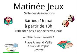 Affiche soirée jeux - .Bibliothèque de Crottet