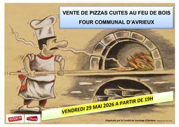 Affiche pizzas au feu de bois - Comité de jumelage Avrieux