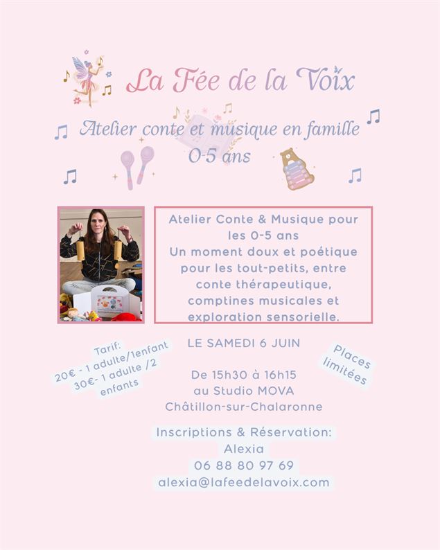 L'affiche détaille le programme de l'atelier - Alexia La Fée de la Voix