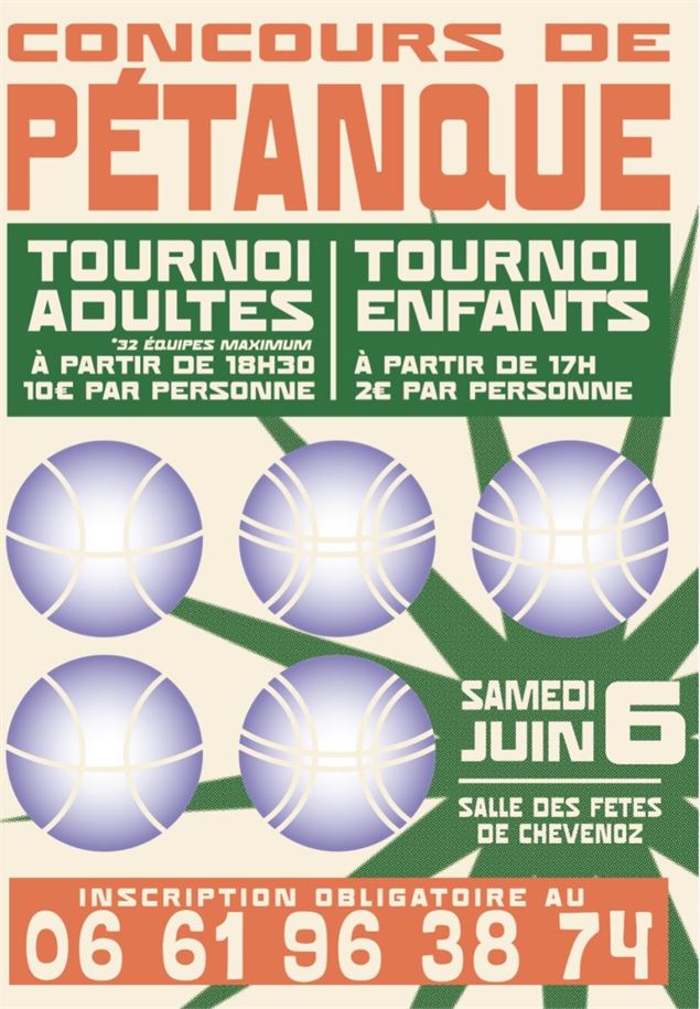 Affiche concours de pétanque - Ski Club de Chevenoz