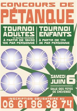 Affiche concours de pétanque - Ski Club de Chevenoz