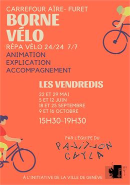 Animations et conseils autour de la borne de réparation vélo du carrefour Aïre-Furet (1203) - DR