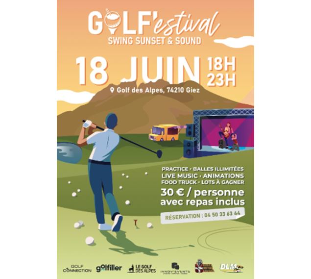 Affiche illustrée Golf'Estival - Golf des Alpes
