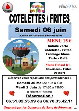 Repas Côtelettes Frites
