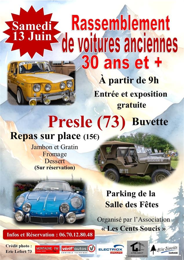 Rassemblement de voitures anciennes 30 ans et +