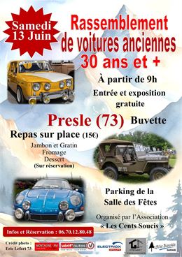 Rassemblement de voitures anciennes 30 ans et +