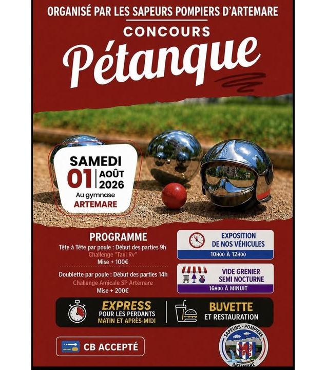 Concours de pétanque et vide grenier_Artemare - Amicale des Sapeurs Pompiers